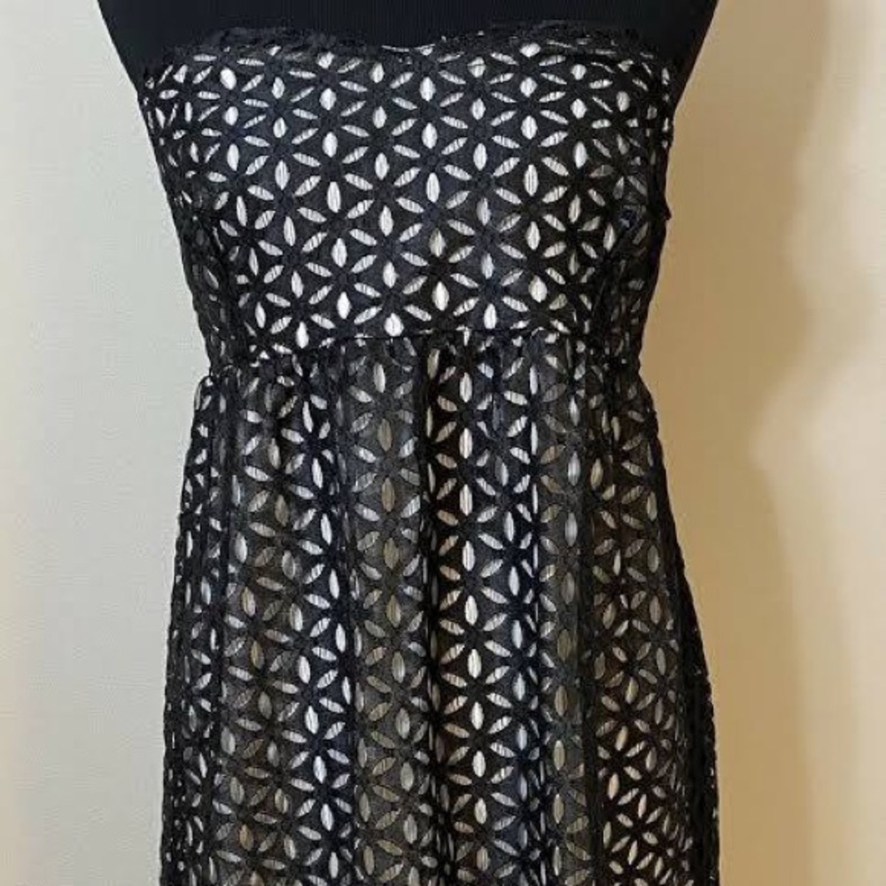 Motherhood Black Floral Lace Strapless Maternity Dress